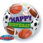 Preview: Bubble Ballon Happy Birthday Sport mit verschiedenen Bällen